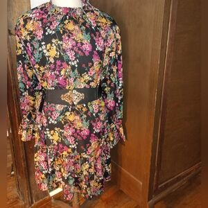 Ophelia Roe Floral Sheer Ruffle Boho Midi Dress Size 2X